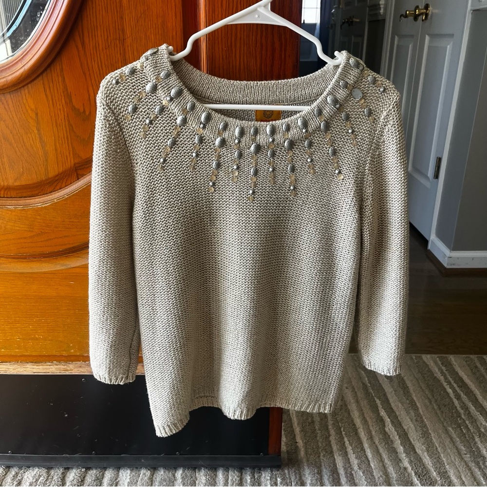 Festive and Beautiful Gold Sweater with Embellishments